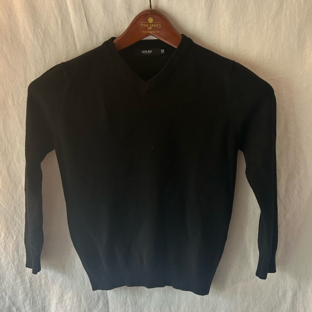 XRay Jeans Boys 10-12 Black V-Neck Sweater Classic Everyday Knit Dressy